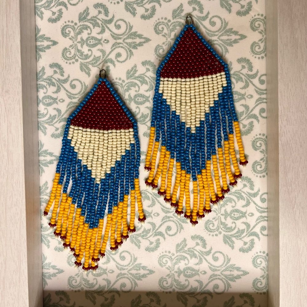 Beaded fringe earrings, handmade, unworn, new